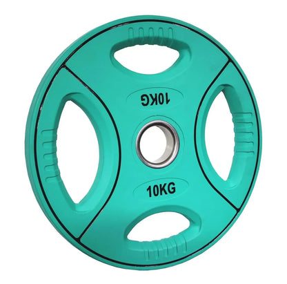 PU farbcodierte Gewichtsscheiben | 50/51 mm | 4-Grip-Design | 10 Kg - 25 Kg |