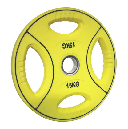 PU farbcodierte Gewichtsscheiben | 50/51 mm | 4-Grip-Design | 10 Kg - 25 Kg |