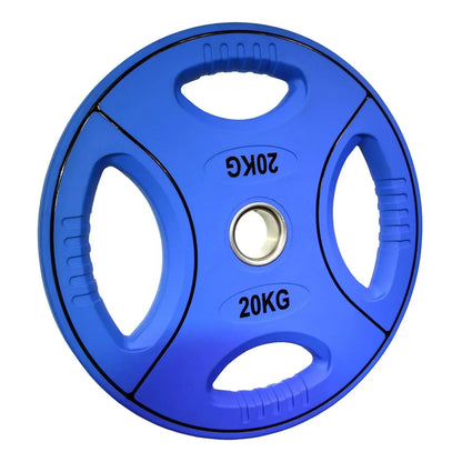 PU farbcodierte Gewichtsscheiben | 50/51 mm | 4-Grip-Design | 10 Kg - 25 Kg |