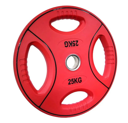PU farbcodierte Gewichtsscheiben | 50/51 mm | 4-Grip-Design | 10 Kg - 25 Kg |