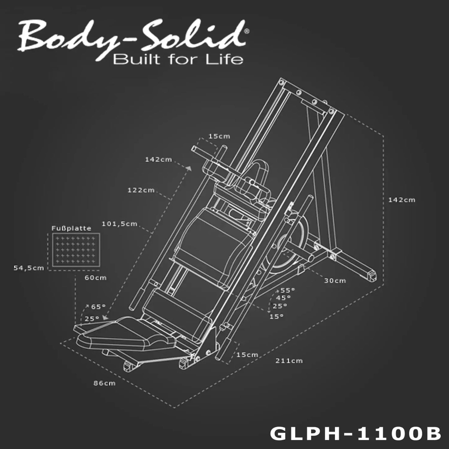 Body Solid | Beinpresse | Hackenschmidt | 45 Grad | 2in1 | GLPH-1100B |